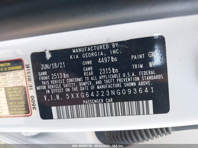 KIA K5 Gt-line 2022 5XXG64J23NG093641 Image 9