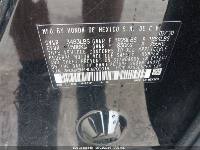 3HGGK5H44LM709918 Honda FIT LX
