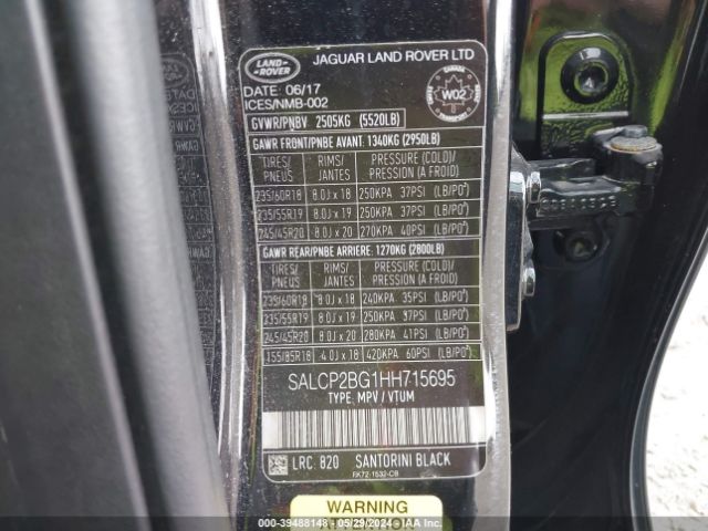 SALCP2BG1HH715695 Land Rover Discovery Sport Se