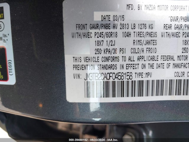 Mazda Cx-9 Touring 2015 JM3TB2CA0F0458158 Image 9