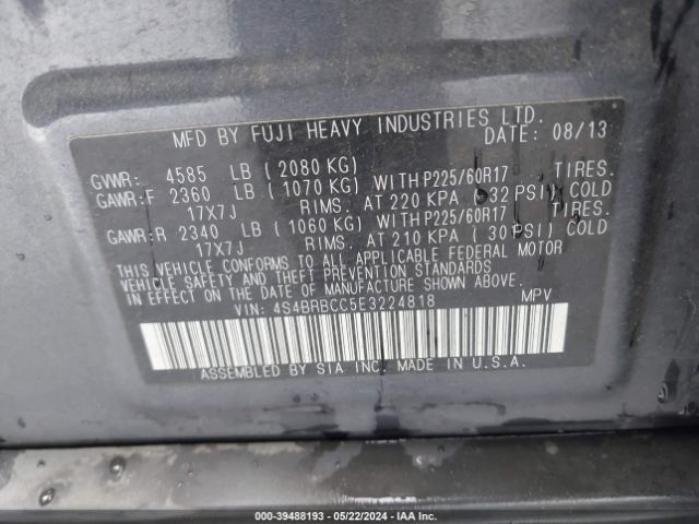 4S4BRBCC5E3224818 Subaru Outback 2.5i Premium