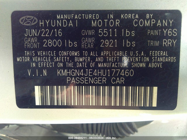 Genesis G80 3.8 2017 KMHGN4JE4HU177460 Image 9