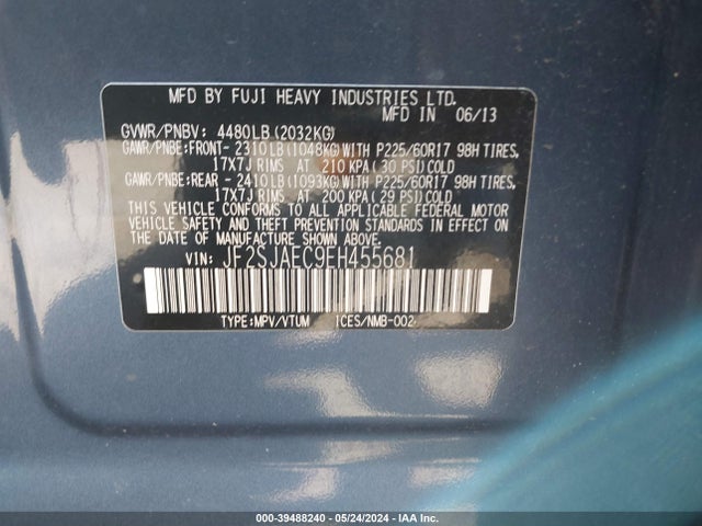 Subaru Forester 2.5i Premium 2014 JF2SJAEC9EH455681 Image 9