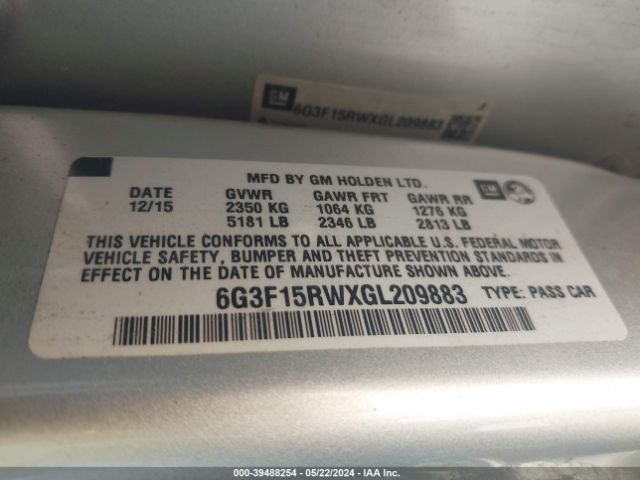 6G3F15RWXGL209883 Chevrolet SS