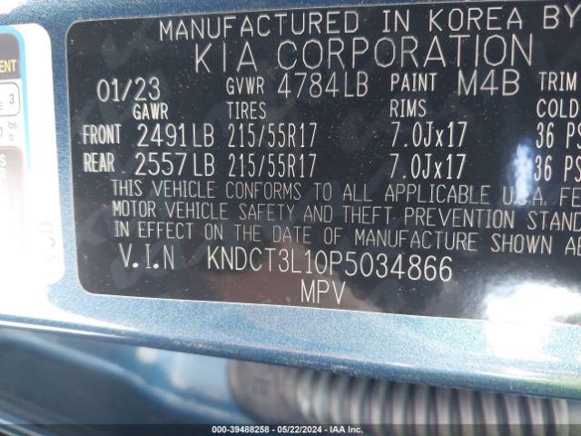 KNDCT3L10P5034866 KIA Niro Ev Wave