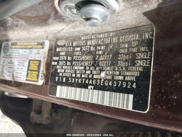 5XYKT4A63EG437924 KIA SORENTO LX