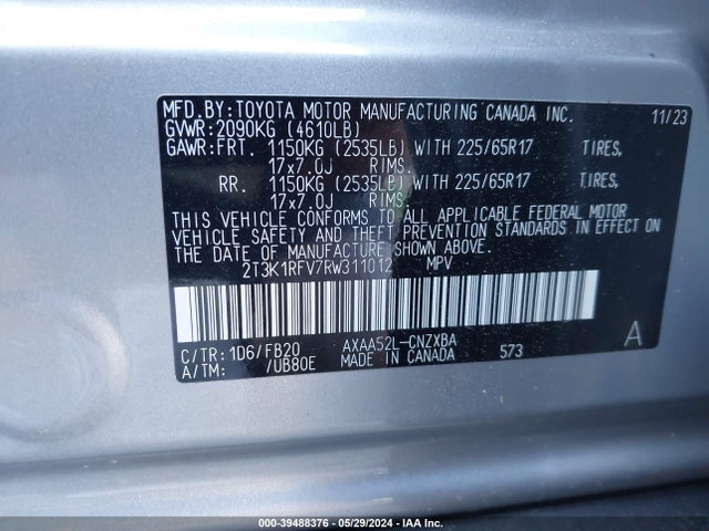 Toyota RAV4 LE 2024 2T3K1RFV7RW311012 Image 9