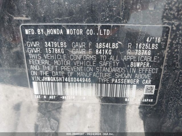 JHMGK5H74GX044946 Honda FIT EX
