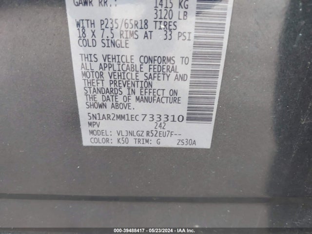 Nissan Pathfinder Sl 2014 5N1AR2MM1EC733310 Image 9