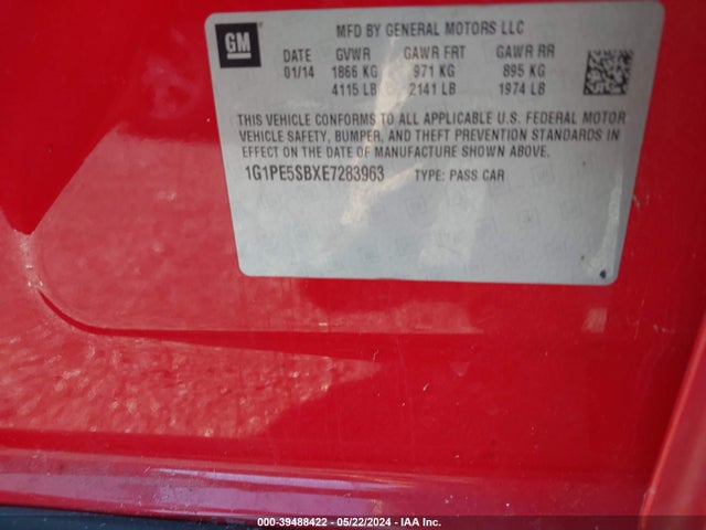 Chevrolet Cruze 2lt Auto 2014 1G1PE5SBXE7283963 Image 9