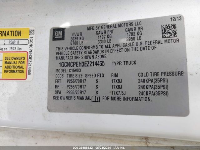 1GCNCPEH3EZ214455 Chevrolet Silverado 1500 Work Truck 1wt