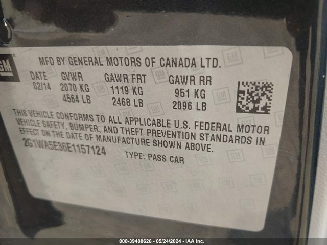 Chevrolet Impala Limited Ls 2014 2G1WA5E36E1157124 Image 9