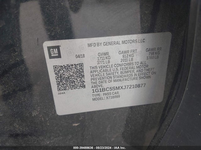Chevrolet Cruze Ls Auto 2018 1G1BC5SMXJ7210877 Image 9