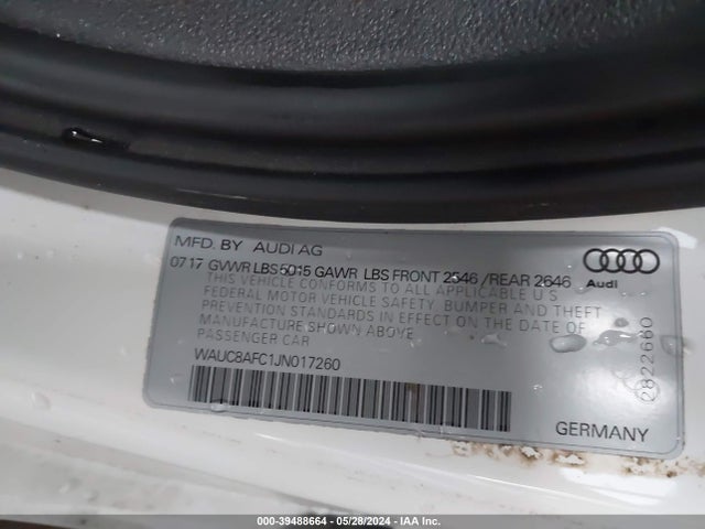 WAUC8AFC1JN017260 Audi A6 2.0t Premium/2.0t Sport
