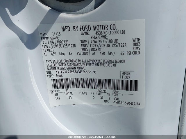 Ford F-250 Xlt 2016 1FT7X2B65GEB38170 Image 9