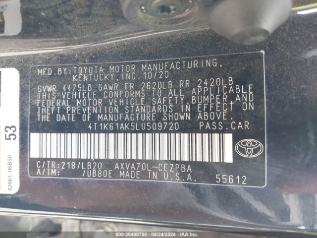 4T1K61AK5LU509720 Toyota CAMRY XSE