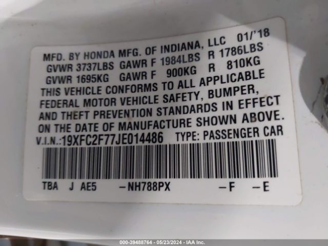 19XFC2F77JE014486 Honda CIVIC EX