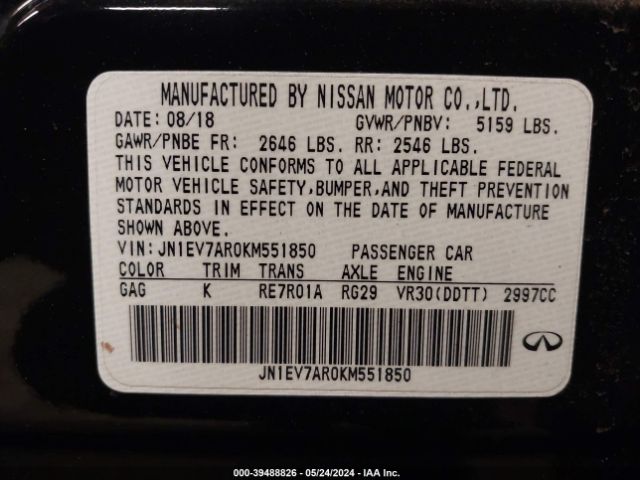 2019 INFINITI Q50 JN1EV7AR0KM551850 Photo 8