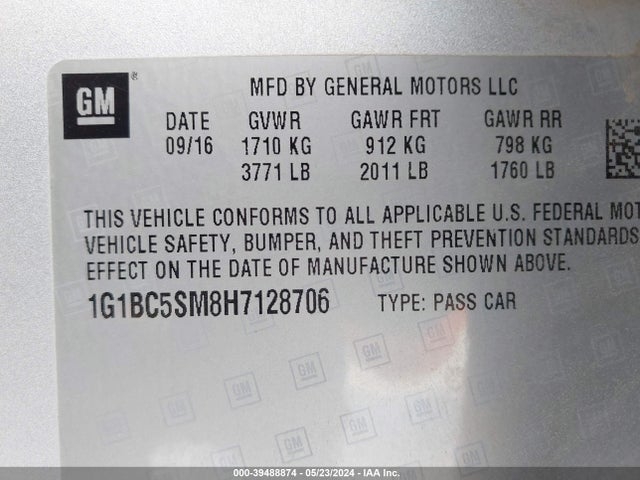 1G1BC5SM8H7128706 Chevrolet Cruze Ls Auto