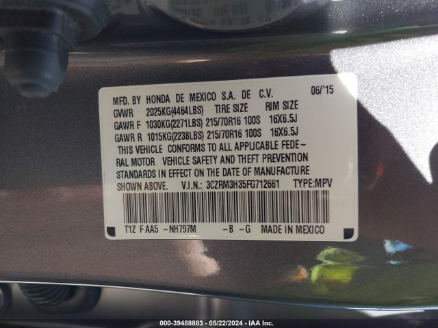 Honda CR-V LX 2015 3CZRM3H35FG712661 Image 9
