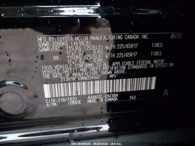 Toyota RAV4 LE 2022 2T3H1RFV9NW204967 Image 9