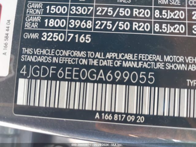 4JGDF6EE0GA699055 Mercedes-Benz Gl 450 4matic