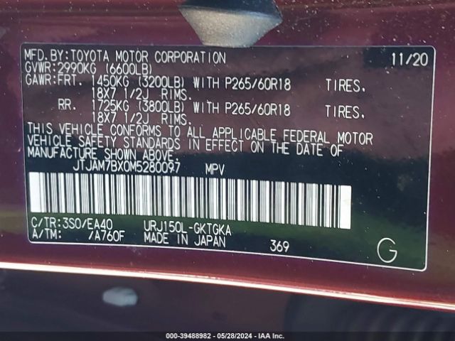 JTJAM7BX0M5280097 Lexus 460 Premium