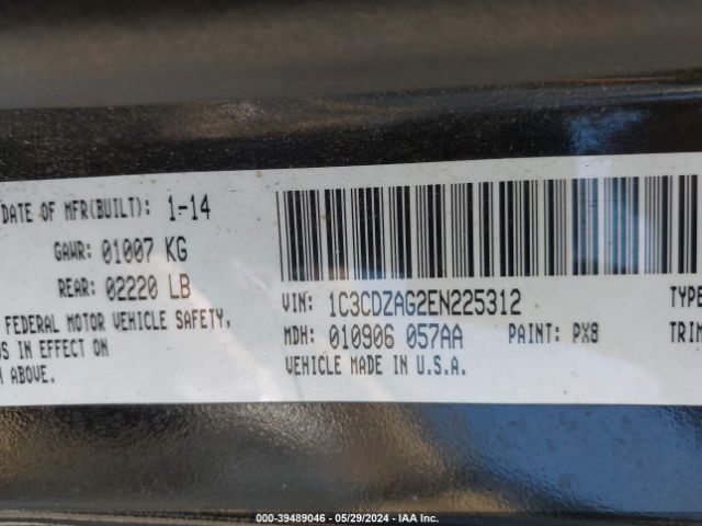 1C3CDZAG2EN225312 Dodge AVENGER SE