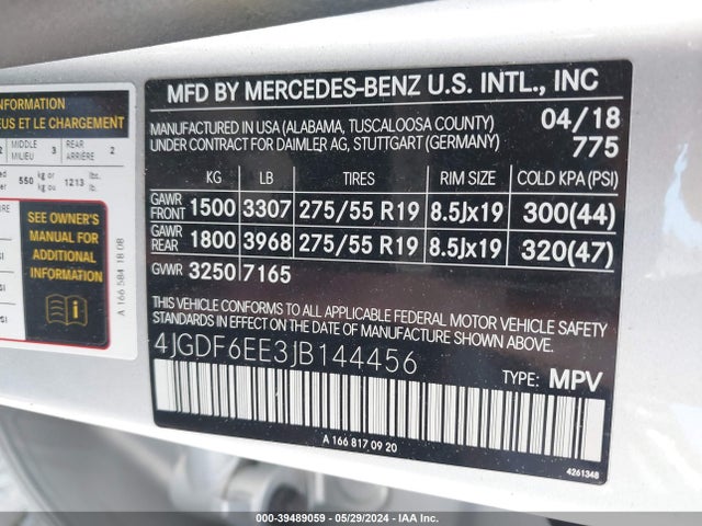 Mercedes-Benz Gls 450 4matic 2018 4JGDF6EE3JB144456 Image 9