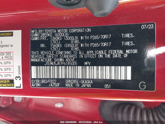 Toyota 4RUNNER SR5 2023 JTEMU5JR7P6185005 Image 9