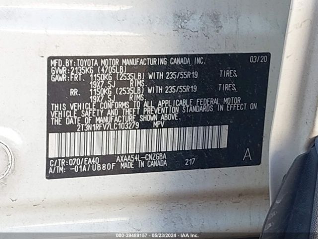 2T3N1RFV7LC103279 Toyota Rav4 Limited