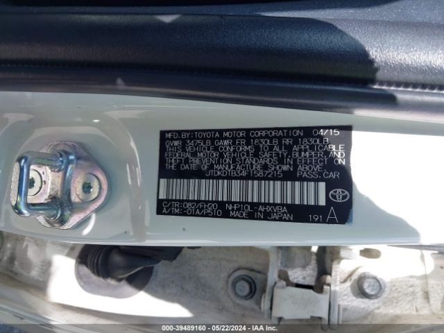 JTDKDTB34F1587215 Toyota Prius C One