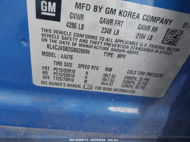 KL4CJASB2GB620694 Buick Encore