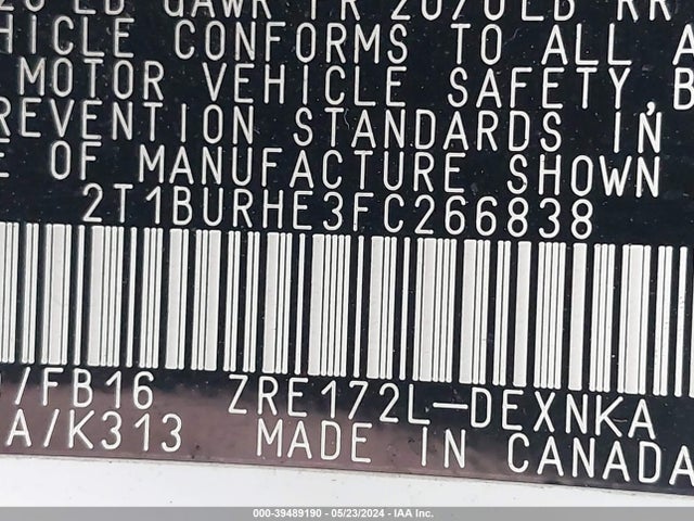 Toyota COROLLA LE 2015 2T1BURHE3FC266838 Image 9