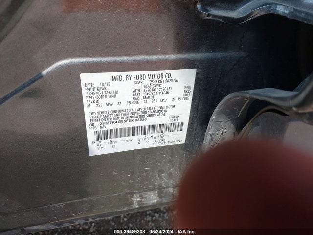 Ford EDGE SE 2015 2FMTK4G85FBC03558 Image 9
