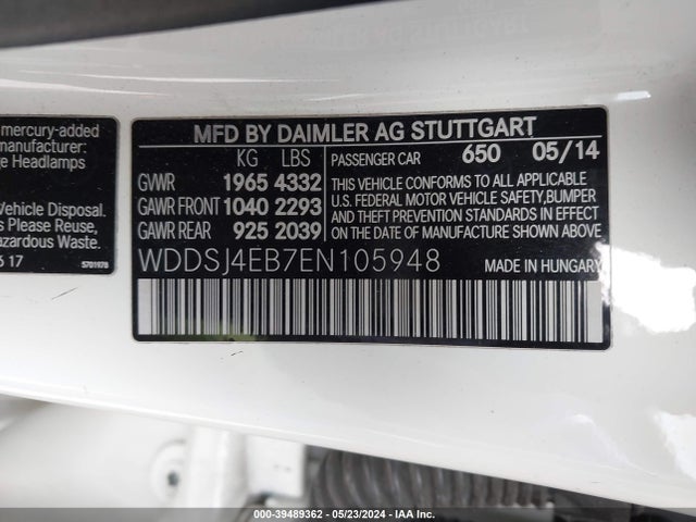 Mercedes-Benz CLA 250 2014 WDDSJ4EB7EN105948 Image 9