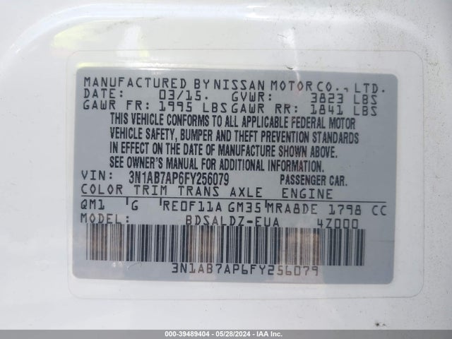 Nissan SENTRA SV 2015 3N1AB7AP6FY256079 Image 9