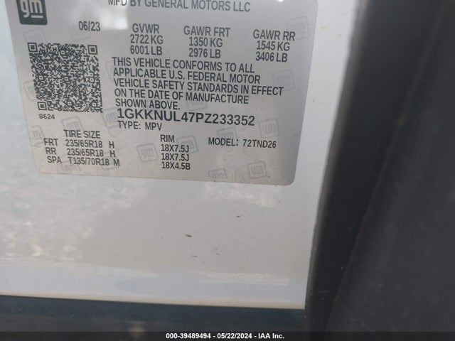 Продажа на аукционе авто 2023 Gmc Acadia Awd Slt, vin: 1GKKNUL47PZ233352, номер лота: 39489494