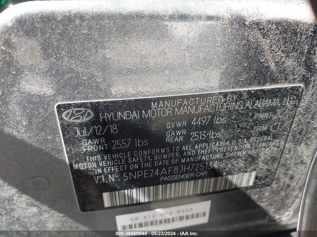 Hyundai SONATA SE 2018 5NPE24AF8JH725134 Image 9