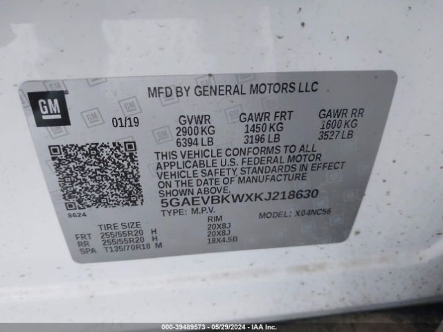 5GAEVBKWXKJ218630 Buick Enclave Awd Premium
