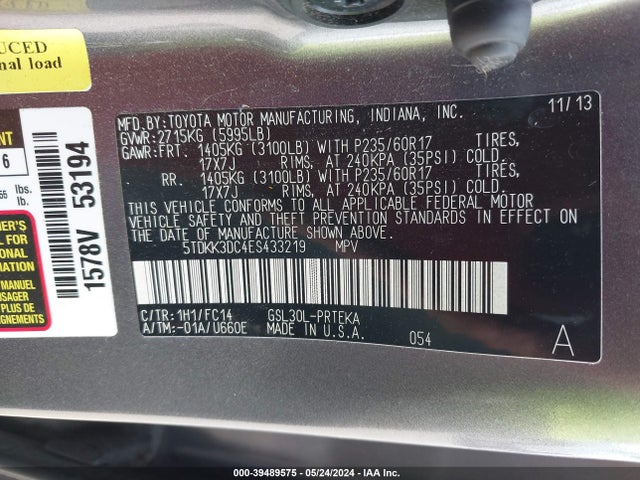 Toyota Sienna Le V6 8 Passenger 2014 5TDKK3DC4ES433219 Image 9