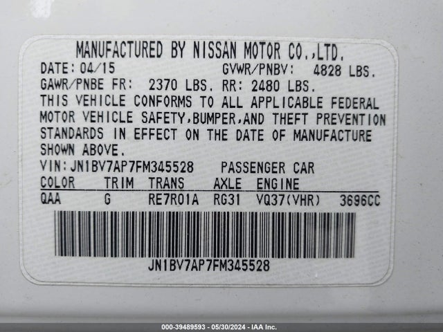 Infiniti Q50 Premium 2015 JN1BV7AP7FM345528 Image 9