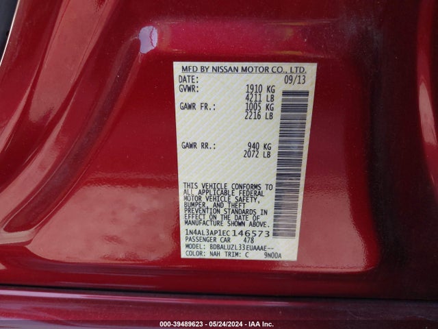 Nissan Altima 2.5 Sv 2014 1N4AL3AP1EC146573 Image 9