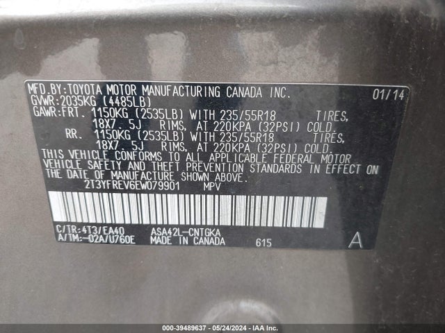 Toyota Rav4 Limited 2014 2T3YFREV6EW079901 Image 9