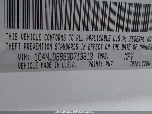 1C4NJDBB5GD713813 Jeep Compass Sport