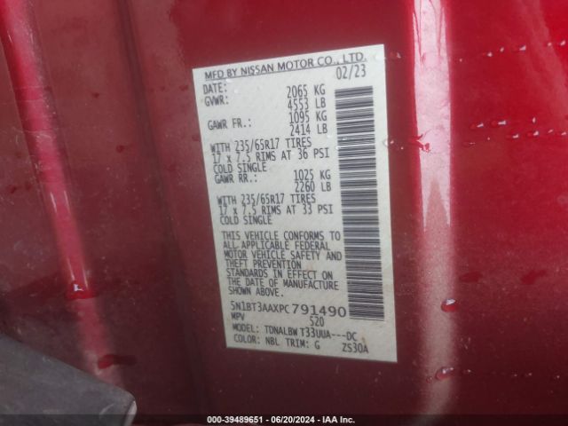 5N1BT3AAXPC791490 Nissan Rogue S Fwd