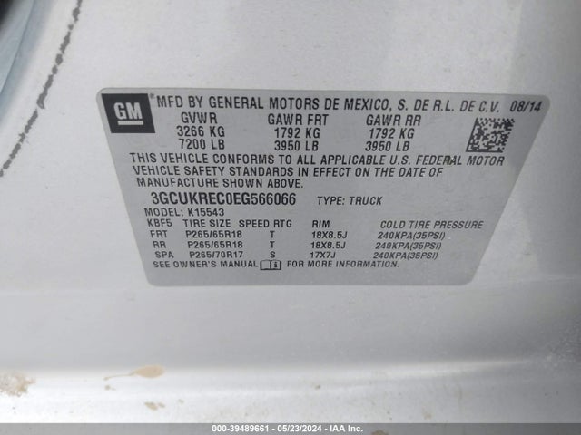 Chevrolet Silverado 1500 2lt 2014 3GCUKREC0EG566066 Image 9