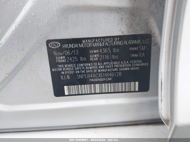 Hyundai SONATA GLS 2014 5NPEB4ACXEH846128 Image 9