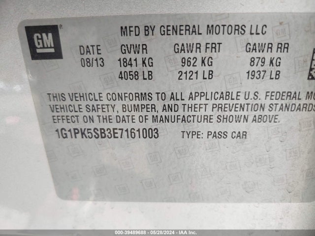 Chevrolet CRUZE LT 2014 1G1PK5SB3E7161003 Image 9