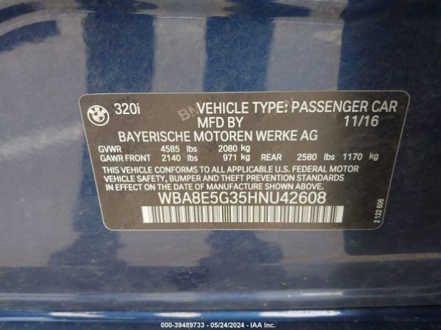 WBA8E5G35HNU42608 BMW 320i Xdrive